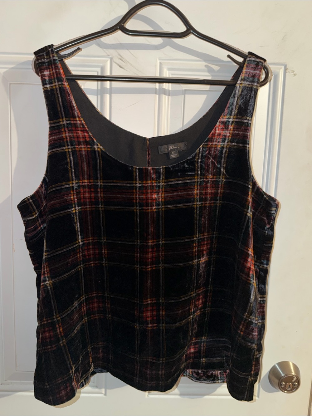 Plaid Velvet Sleeveless Shirt